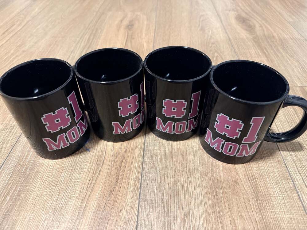 Set of 5 #1 Mom Black Ceramic Coffee Mugs